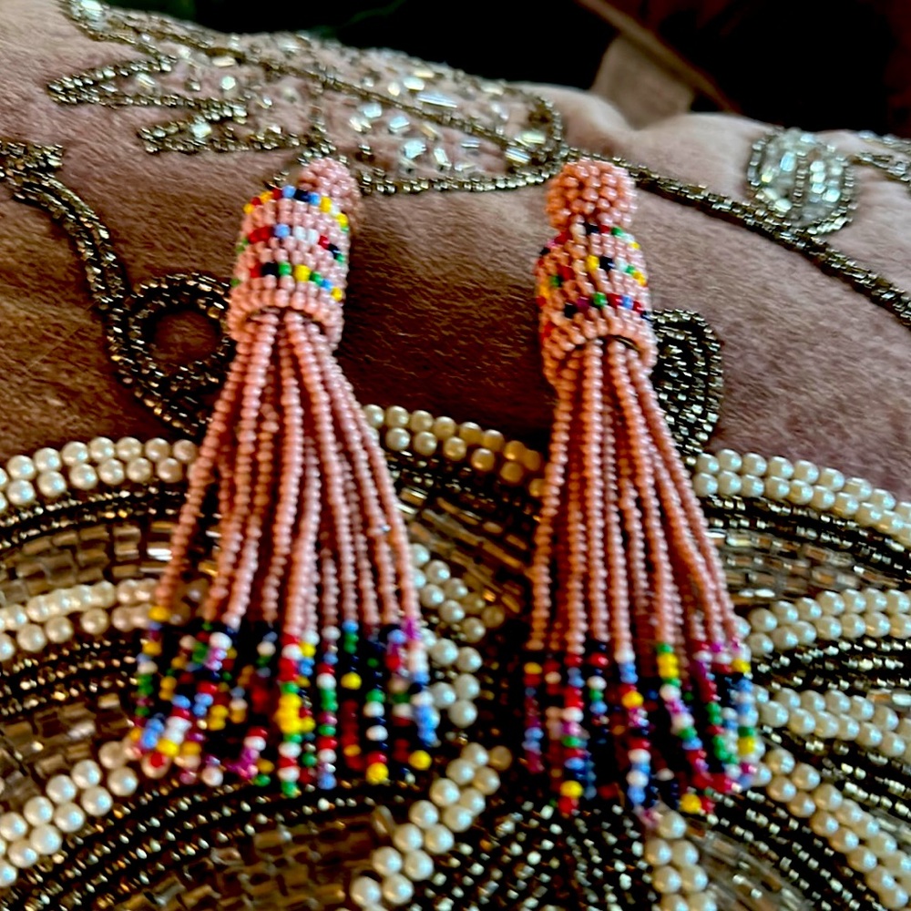 Deeps gurnani Multicolor Beaded Tassel Earrings lightweight. Like new